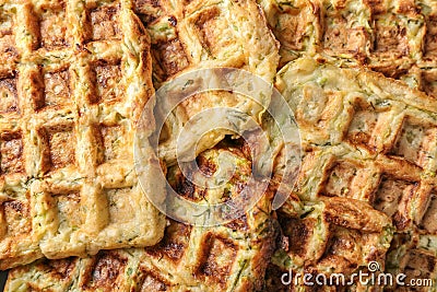 Tasty squash waffles, closeup Stock Photo