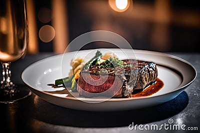 Tasty steak in a restaurant Stock Photo
