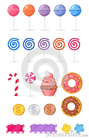 Tasty Sweets Isolated Illustrations Collection Vector Illustration