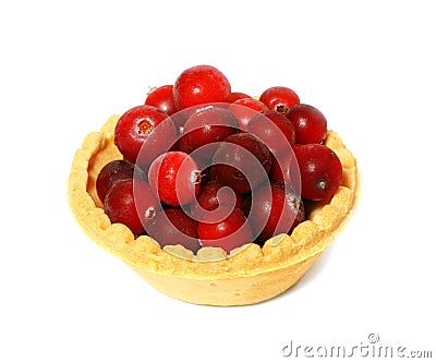 Tasty tartlet with berries,cranberries isolated. Berry tartlets. Cake with berries. Dessert with berries. Healthy food, vitamins Stock Photo