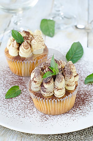 Tasty Tiramisu Cupcakes Stock Photo