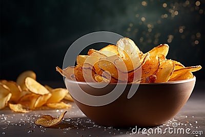 Tasty treat relishing the flavor explosion of perfectly seasoned potato chips Stock Photo