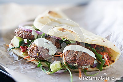 Tasty vegan falafel wrap Stock Photo