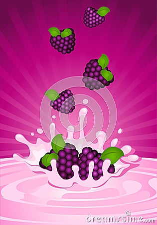 Tasty whortleberry in yoghurt Vector Illustration