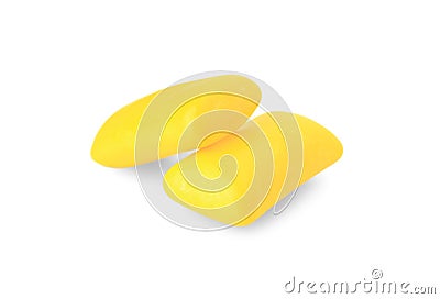 Tasty yellow chewing gums isolated on white Stock Photo