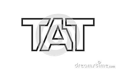 TAT logo design template with strong and modern bold text. Initial based vector logotype featuring simple and minimal typography. Vector Illustration