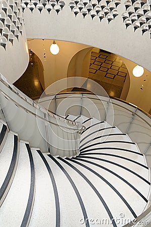 Tate Britain Spiral Staircase. architectural patters. classic pillars Editorial Stock Photo