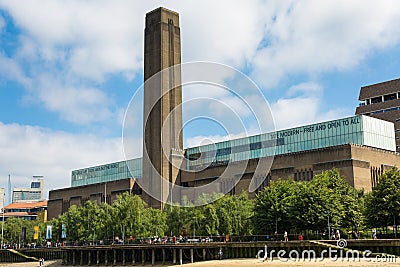 Tate Modern Facade, Modern Art Gallery Museum in London Editorial Stock Photo