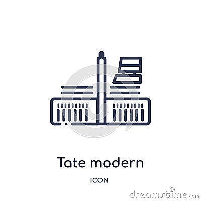 Tate modern icon from museum outline collection. Thin line tate modern icon isolated on white background Vector Illustration