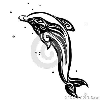 Tatoo dolphin icon design vector. objects with no background logo Vector Illustration