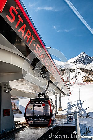 Station of ropeway in resort Tatranska Lomnica in High Tatras mountains, Slovakia Editorial Stock Photo