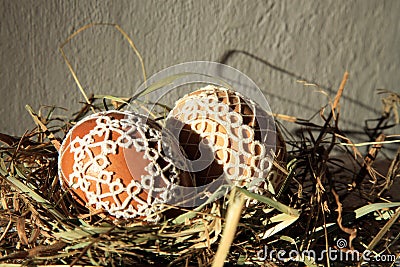 Tatting Easter eggs Stock Photo