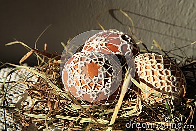 Tatting Easter eggs Stock Photo