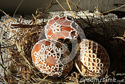 Tatting Easter eggs Stock Photo