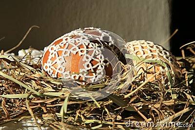 Tatting Easter eggs Stock Photo