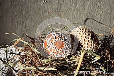 Tatting Easter eggs Stock Photo