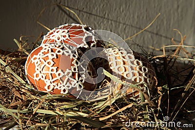 Tatting Easter eggs Stock Photo