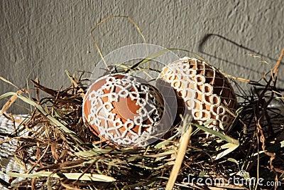 Tatting Easter eggs Stock Photo