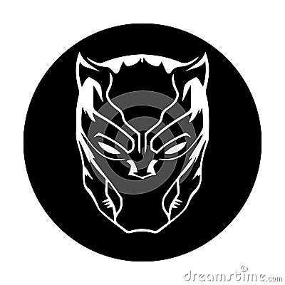 Tatto mask black panther art white on black background vector Vector Illustration