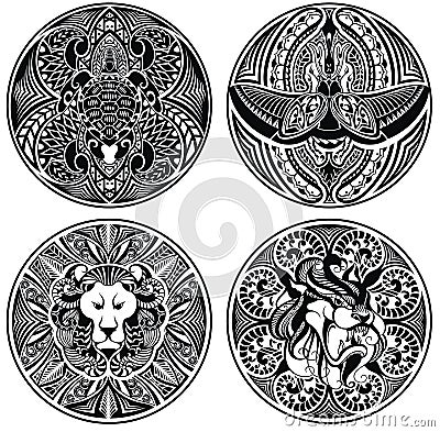 Tattoo amulets Vector Illustration