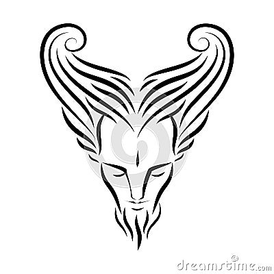 Tattoo demonic male head Vector Illustration