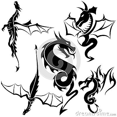 Tattoo Dragons Vector Illustration