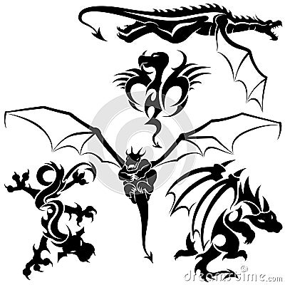 Tattoo Dragons Vector Illustration
