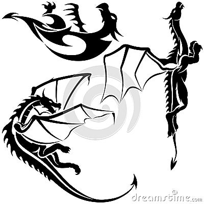 Tattoo Dragons Vector Illustration