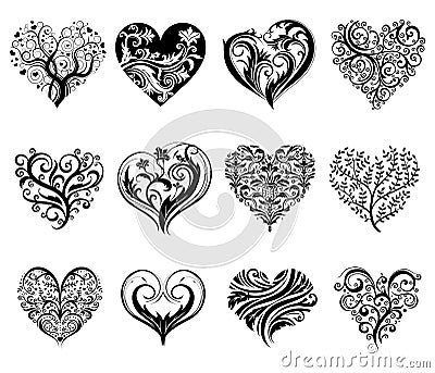 Tattoo hearts. Vector Illustration