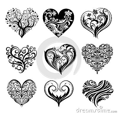 Tattoo hearts. Vector Illustration