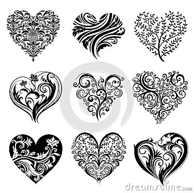 Tattoo hearts. Vector Illustration