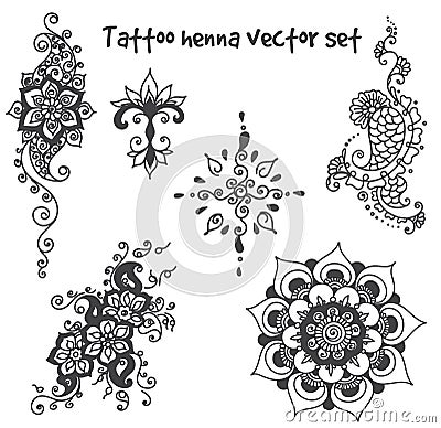 Tattoo henna element set Vector Illustration