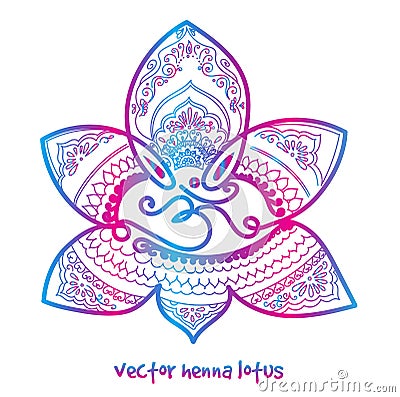 Tattoo henna lotus Vector Illustration