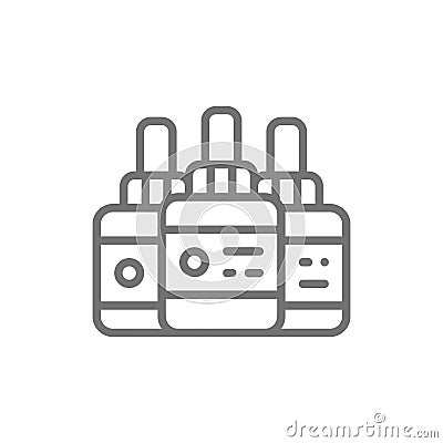 Tattoo ink bottles, accessory line icon. Vector Illustration