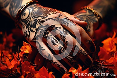 Tattoo inspired poster art in andrzej sykut style by daniel kirk and eric caneteinspired Stock Photo