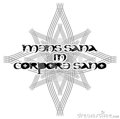 Tattoo with latin words mens sana in corpore sano isolated Stock Photo