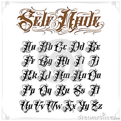 Tattoo lettering set Vector Illustration