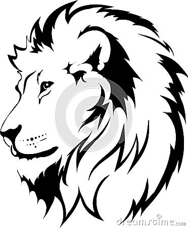 Tattoo Lion head in black Vector Illustration