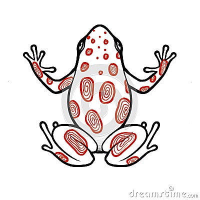 Tattoo red linework frog Stock Photo