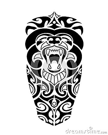 Tattoo sketch maori style with bear head Vector Illustration