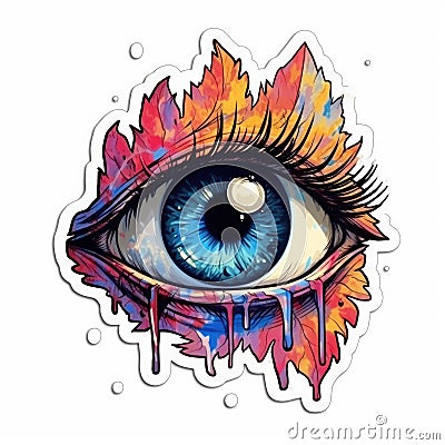 eye big tattoo sticker illustration Halloween scary creepy horror crazy devil Cartoon Illustration