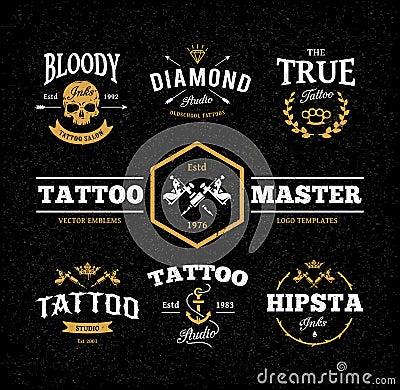 Tattoo Studio Emblems Vector Illustration