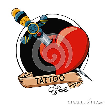 Tattoo studio old school Vector Illustration