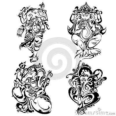 Tattoo style Lord Ganesha Vector Illustration