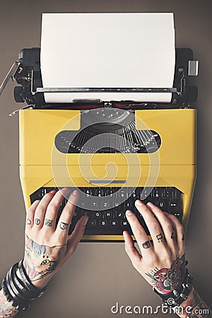 Tattoo Typewriter Machine Letter Journalism Concept Stock Photo