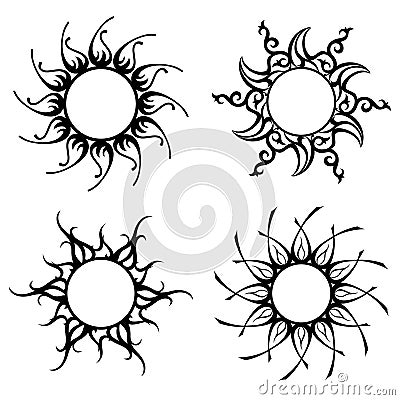 Tattoo, Vector ornaments, abstract sun, flower Vector Illustration