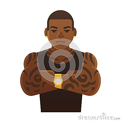 Tattooed black man Vector Illustration