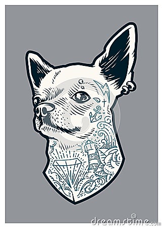 Tattooed Chihuahua Vector Illustration