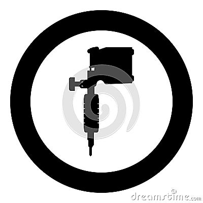 Tattoo machine icon in circle round black color vector illustration image solid outline style Vector Illustration