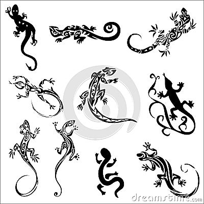 Tattoos lizards (collection) Vector Illustration